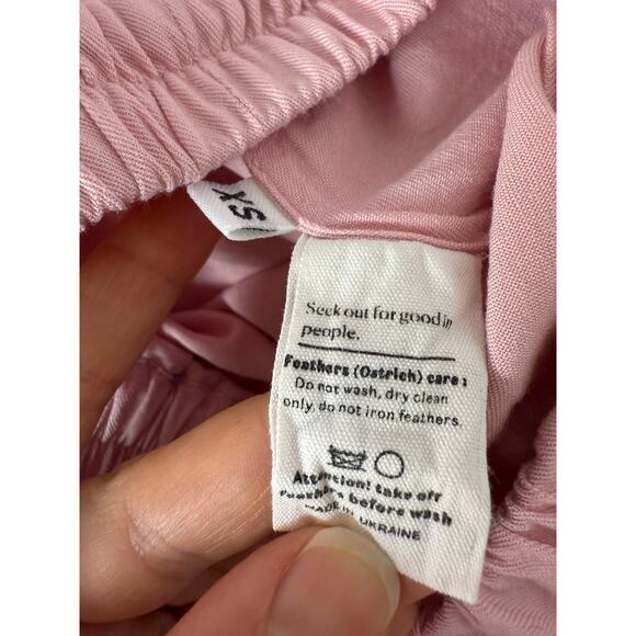 SLEEPER 100% Viscose Pink Ostrich Feather Trim Lounge Party Pajama Pants Size XS - Picture 7 of 13